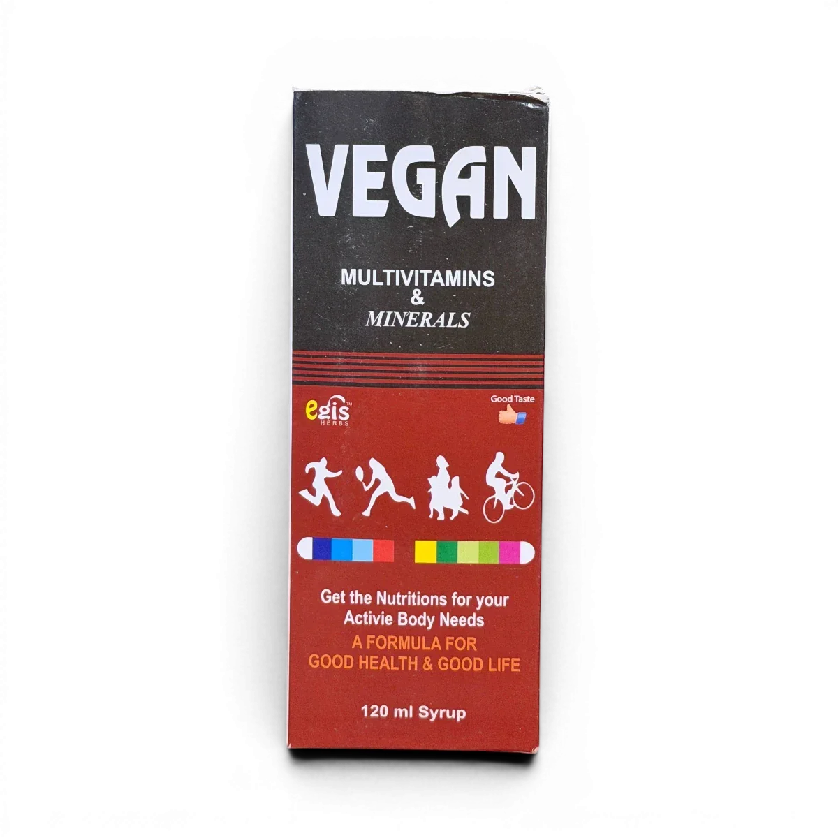 Vegan multivitamins & minerals syrup for active body nutrition, 120ml bottle with good taste