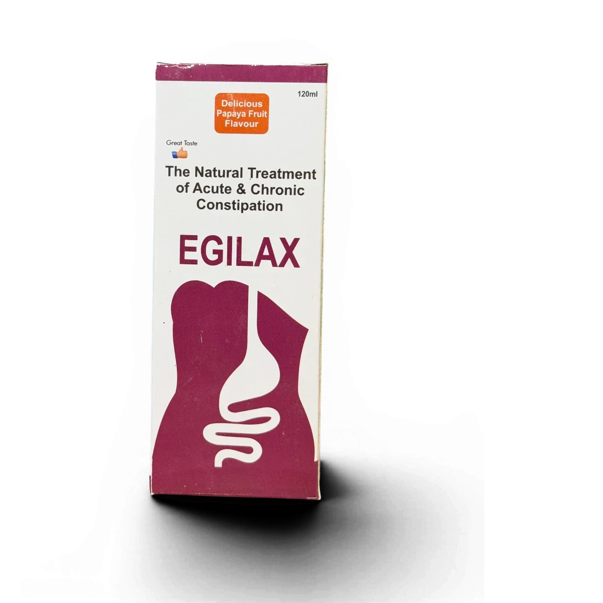 Egilax natural constipation relief syrup, papaya fruit flavor, 120ml for digestive health