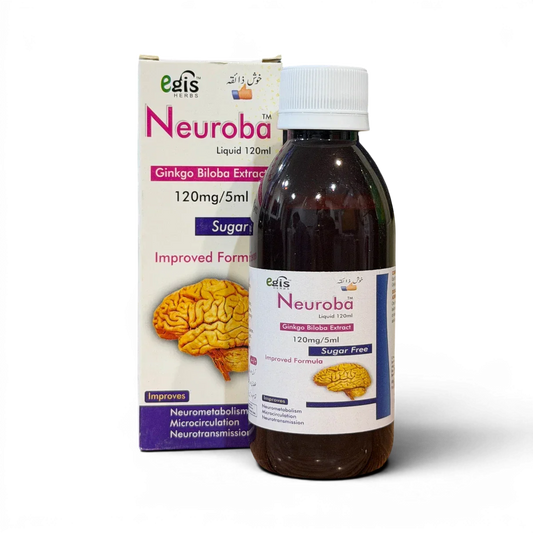 Neuroba liquid 120ml with Ginkgo Biloba extract, sugar-free brain health syrup for improved neurometabolism